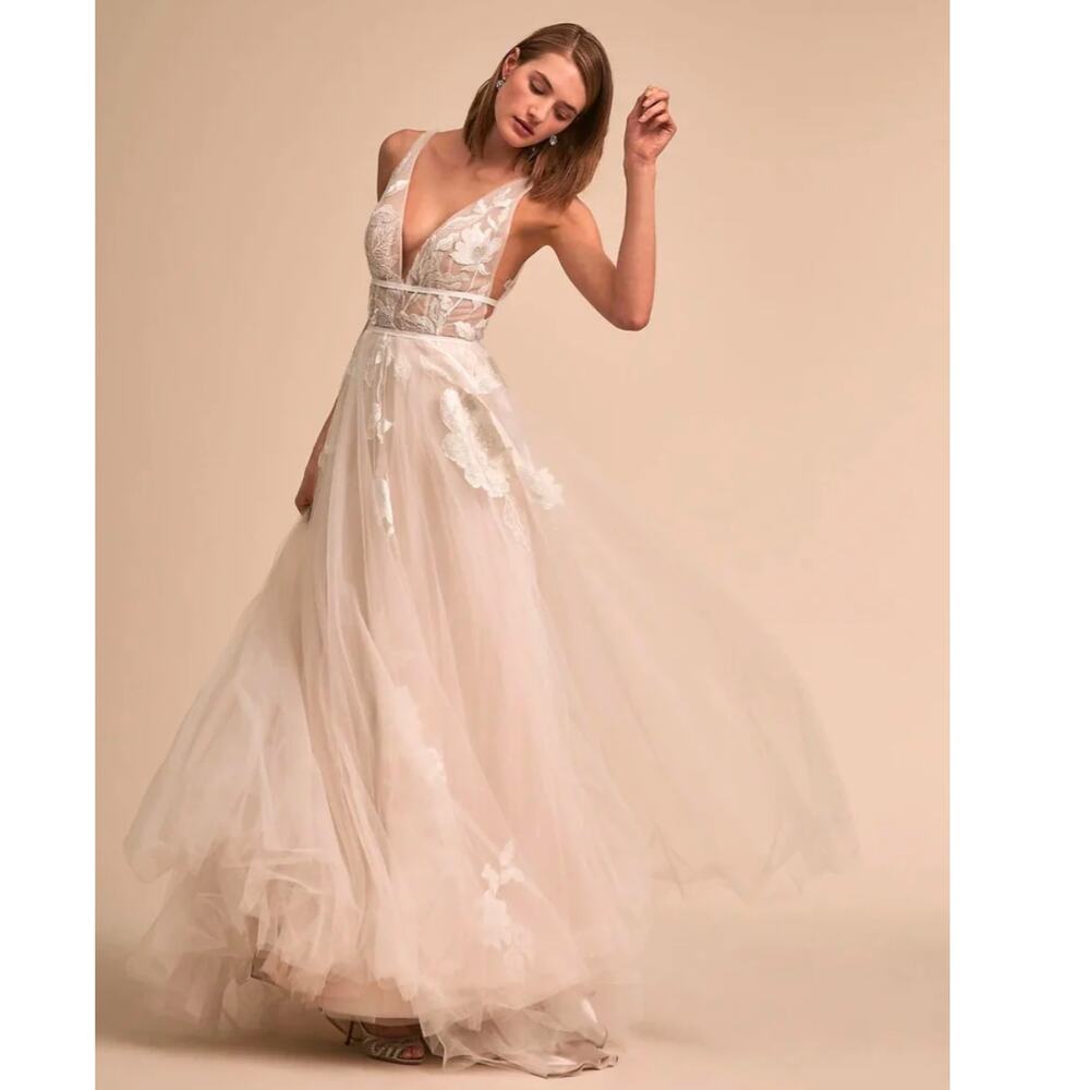 Willowby by Watters Galatea Lace Tulle Wedding Gown Size 22 Anthropologie